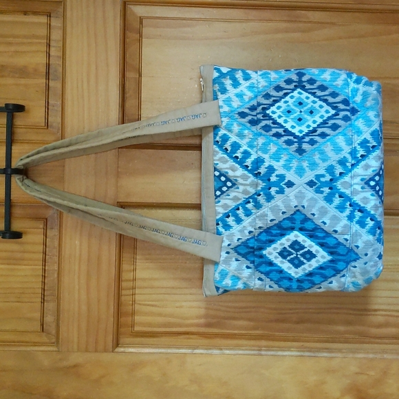 Homemade Handbags - Homemade Waves Diamond Tote Beach Bag Blue Tan